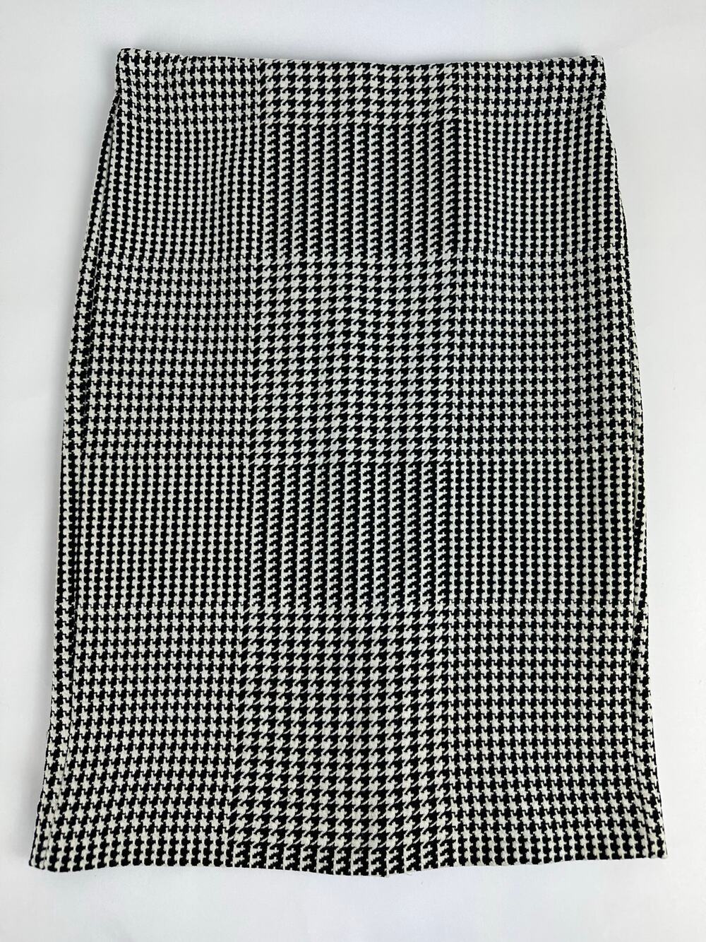 Ann Taylor 8P Houndstooth Pencil Skirt Classic Black White Preppy Academia Retro